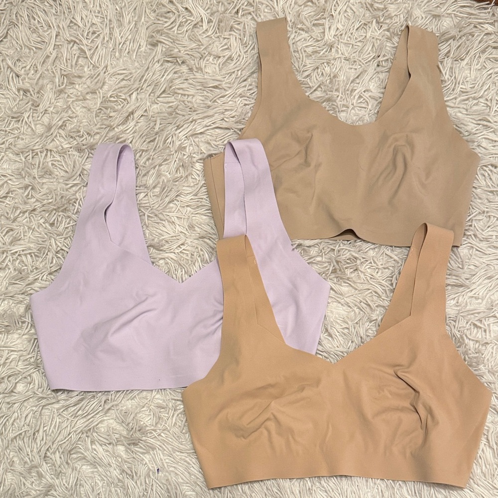 Aerie Smoothez Bralettes (no pads) in Tan and Lavender, all size medium